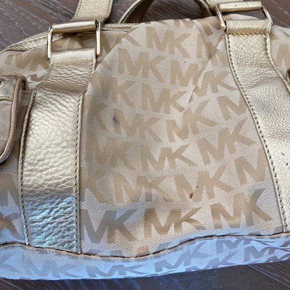 Michael Kors Monogram Handbag | Gold - Picture 9 of 11